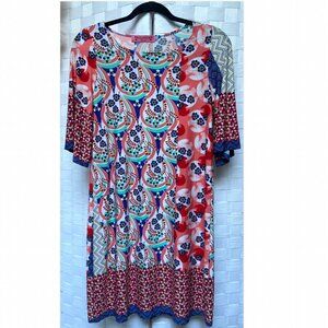 Almost Pink Floral Stretch Dress Size S